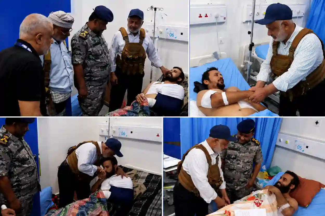 محافظ الحديدة يتفقد جرحى معارك مواجهة الحوثيين في مستشفيات الخوخة