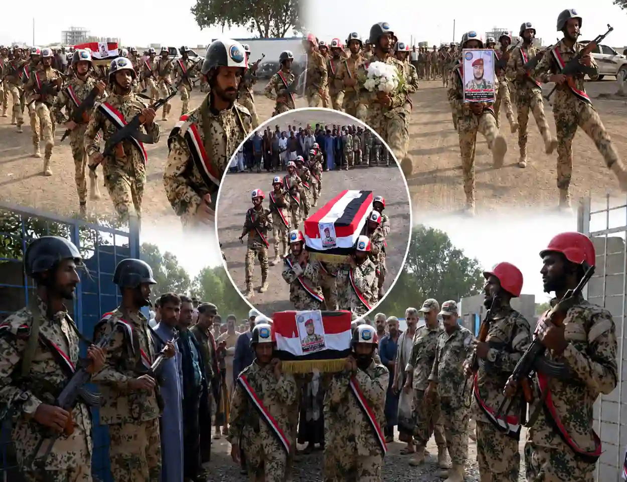 المقاومة الوطنية تودّع الشهيد عبدالله محمد غالب عبدالرزاق بمراسم تشييع رسمية وشعبية في المخا