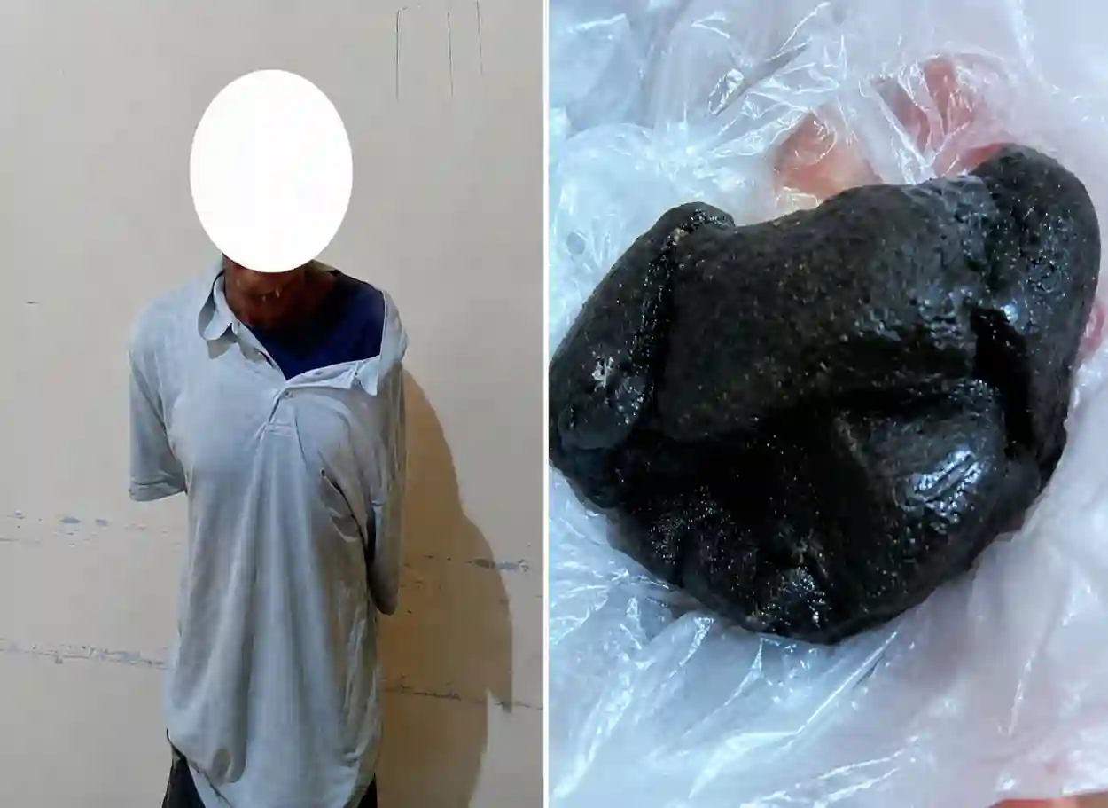 أمن المهرة يضبط شخصاً من جنسية عربية بحوزته كمية من الحشيش